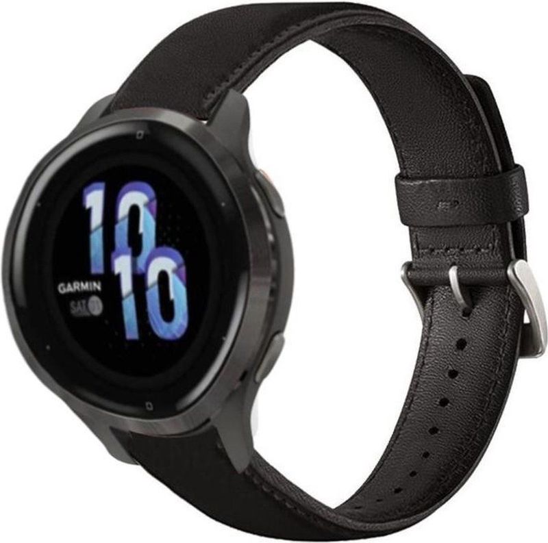 Garmin - Venu 2s - Leren Bandje - Zwart - 18 mm