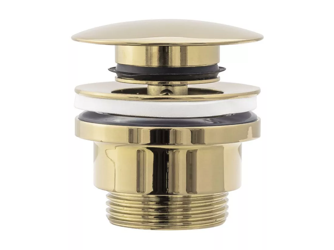 Set De Vasque À Poser Rea Royal White + Robinet De Lavabo Lungo Gold High + Bonde Gold