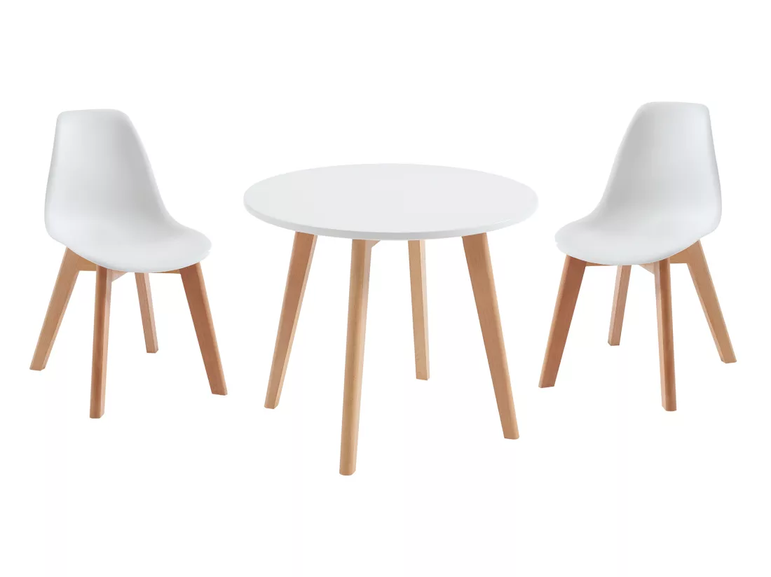 Ensemble table enfant LOULOUNE + 2 chaises LILINOU - Blanc