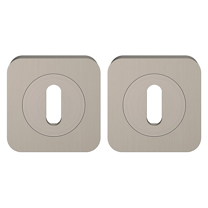 Rosace de fonction rond à visser à serrure GoodHome Duod effet nickel satin gris Ø52.5mm