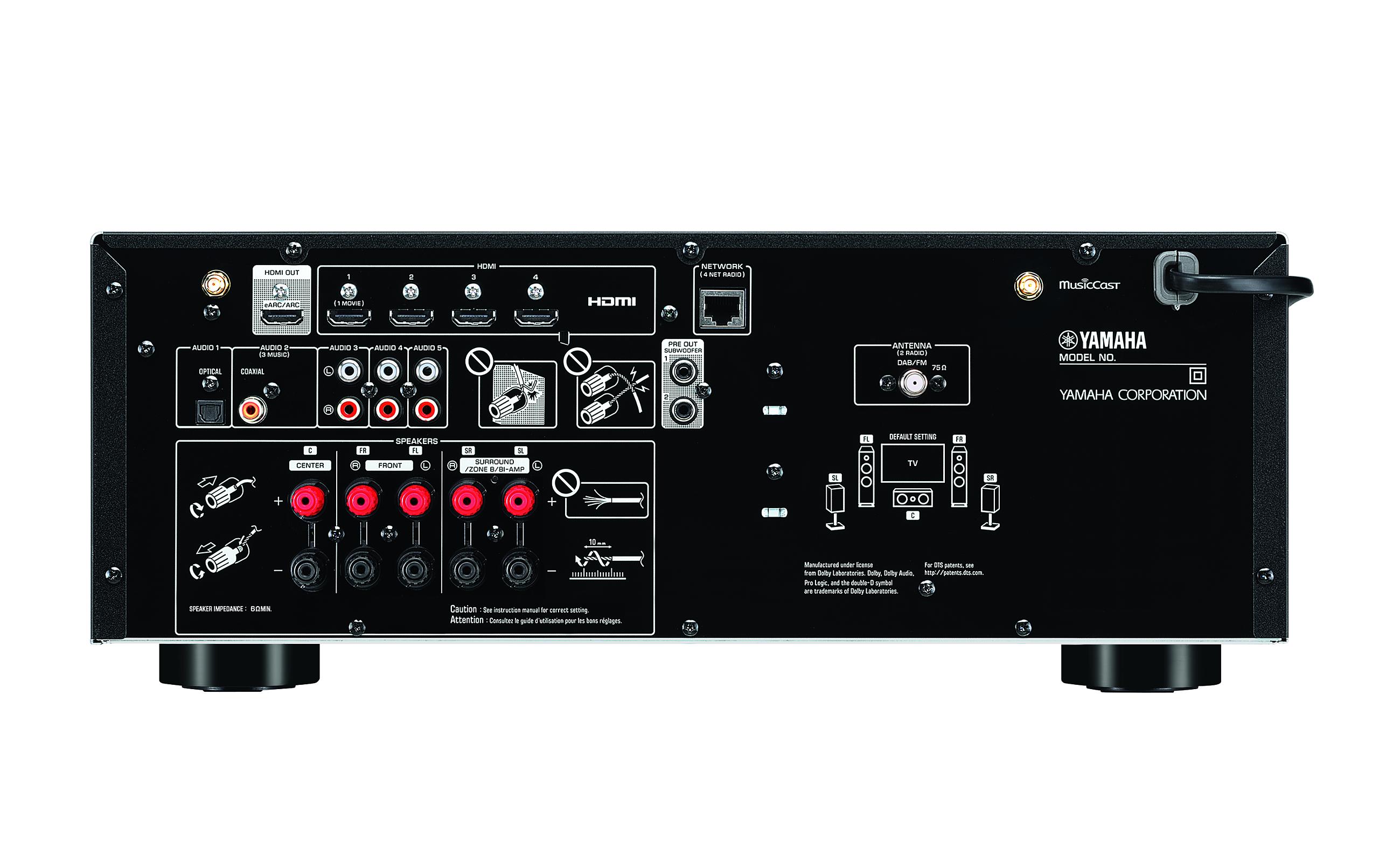 AV-Receiver RX-V4A Schwarz<br>5.2 AV-Receiver mit 80 W (6 ohms, 0.06% THD)
