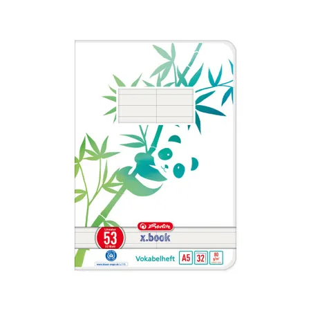 Herlitz Vokabelheft A5 GREENline 32 Blatt Lineatur 53, 1 Stück, 2-fach sortiert