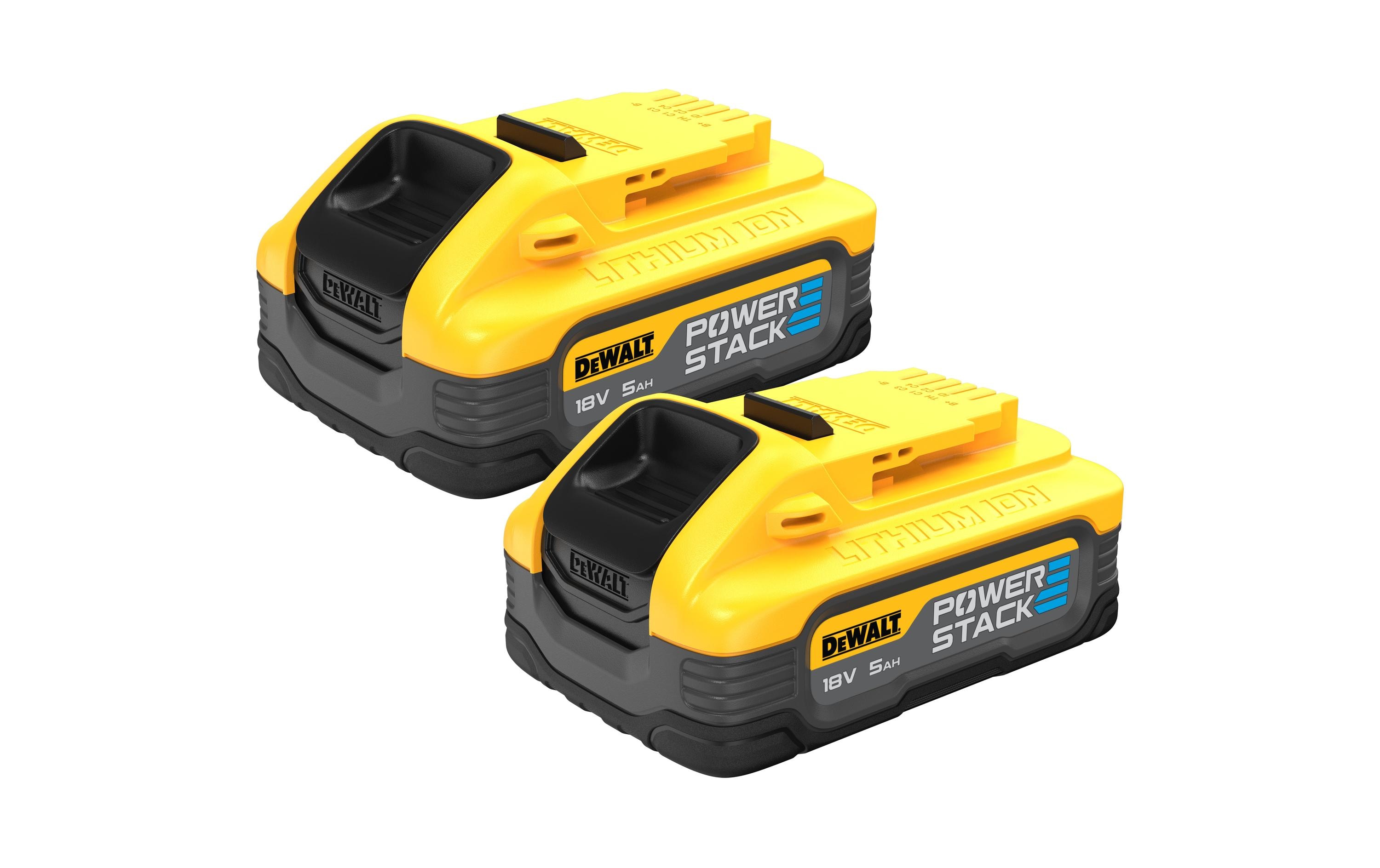 Akku-Set Powerstack DCBP518H2 18 V 5.0 Ah, 2 Stück<br>18 Volt Powerstack-Akkus optimal geeignet für den harten Alltagseinsatz