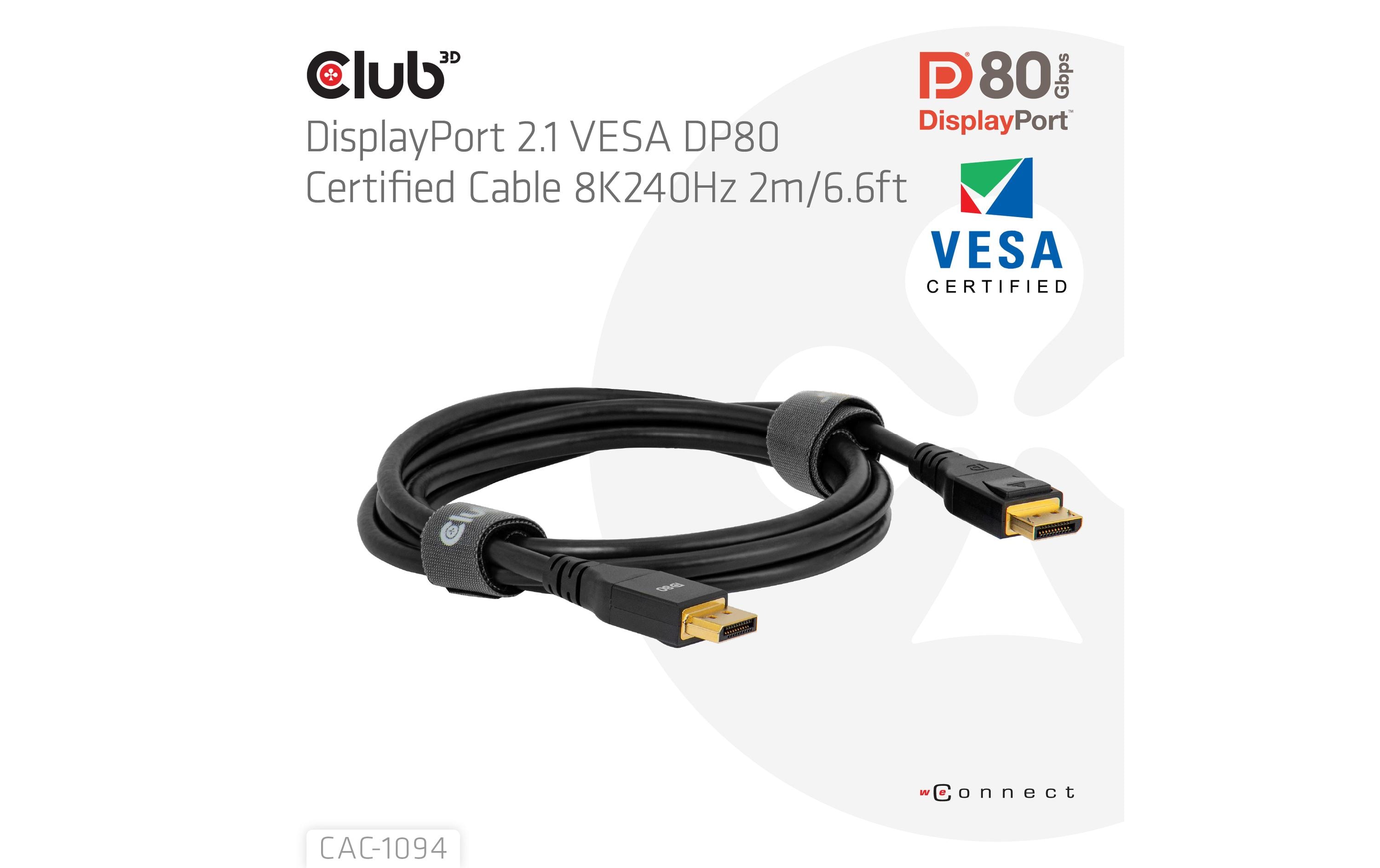 Kabel CAC-1094 DisplayPort - DisplayPort, 2 mCLUB3D CAC-1094 DisplayPort-Kabel