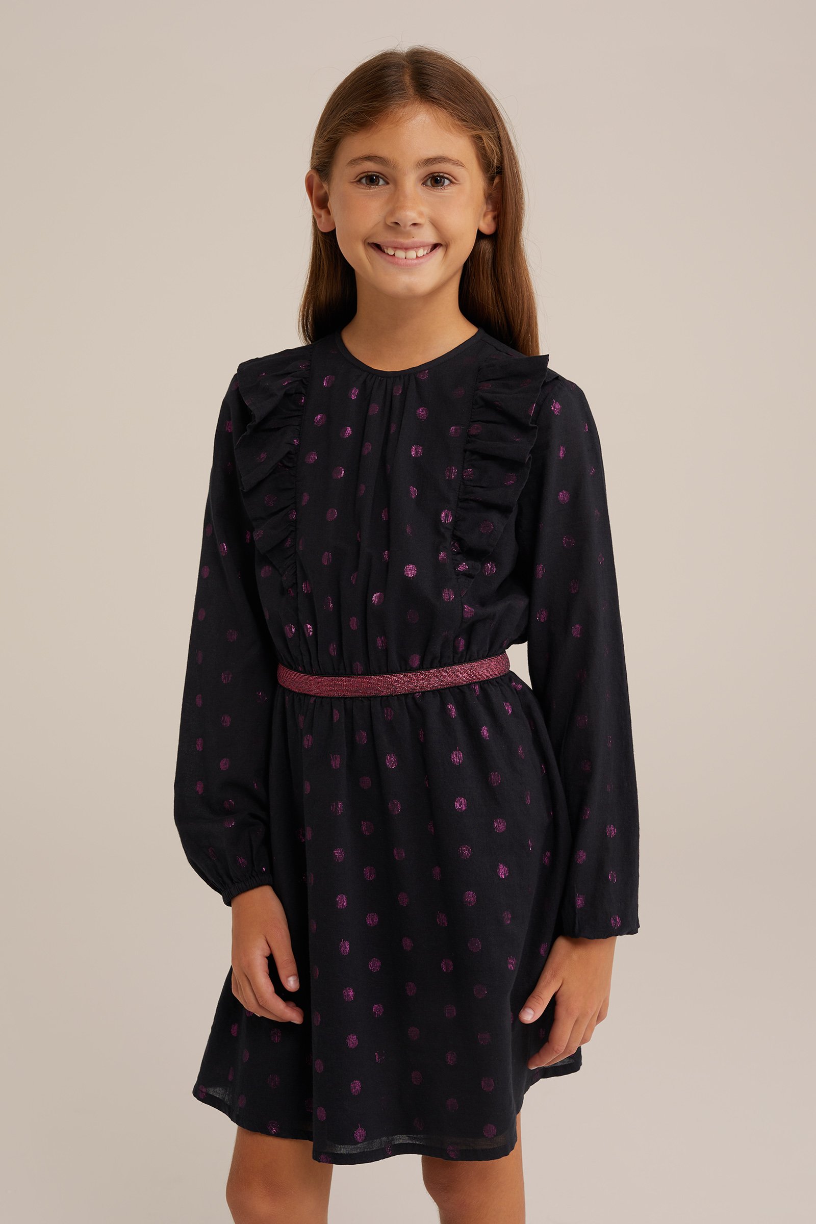 Meisjes jurk met dessin WE Fashion Zwart