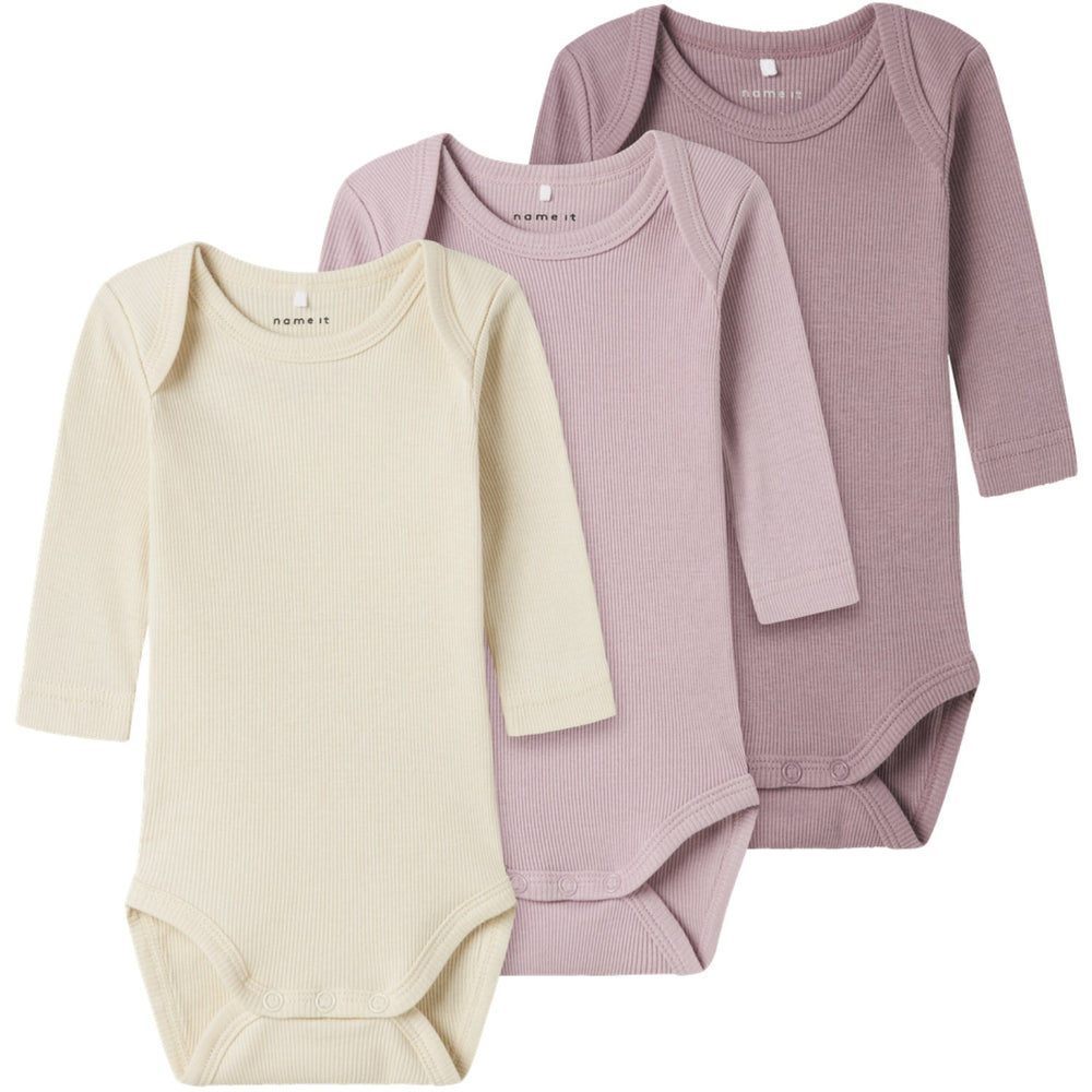 Køb Name It Keepsake Lilac Body 3-pak Solid Rib