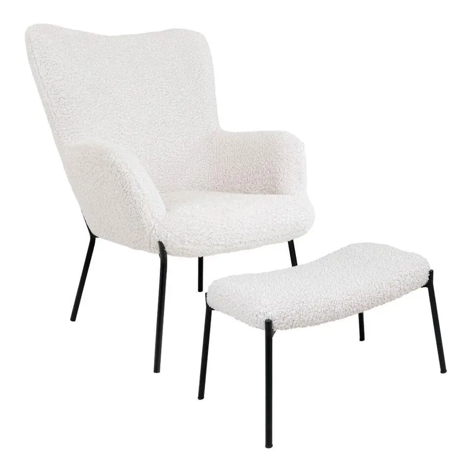 Hioshop Glasgow fauteuil met voetenbank wit