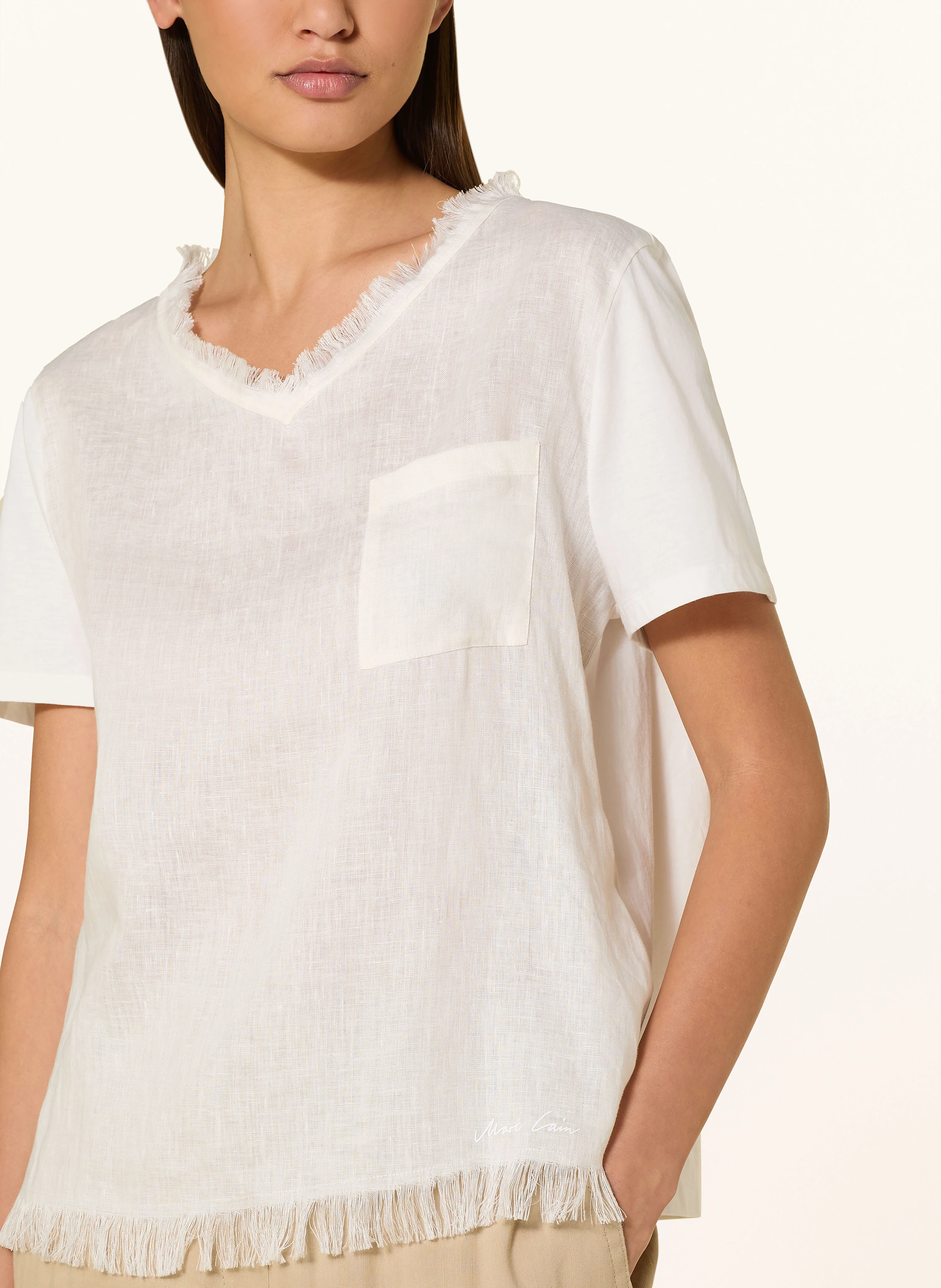 MARC CAIN Blusenshirt im Materialmix mit Leinen