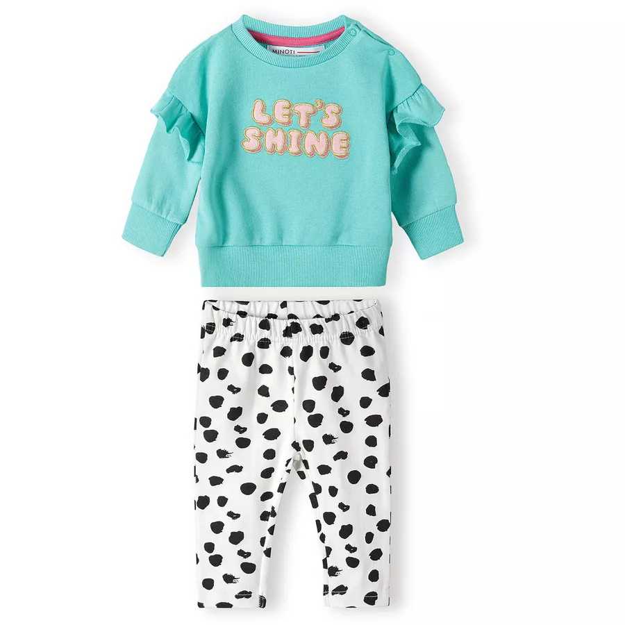 MINOTI Sweatshirt und Leggings im Set GrünCremeweiß