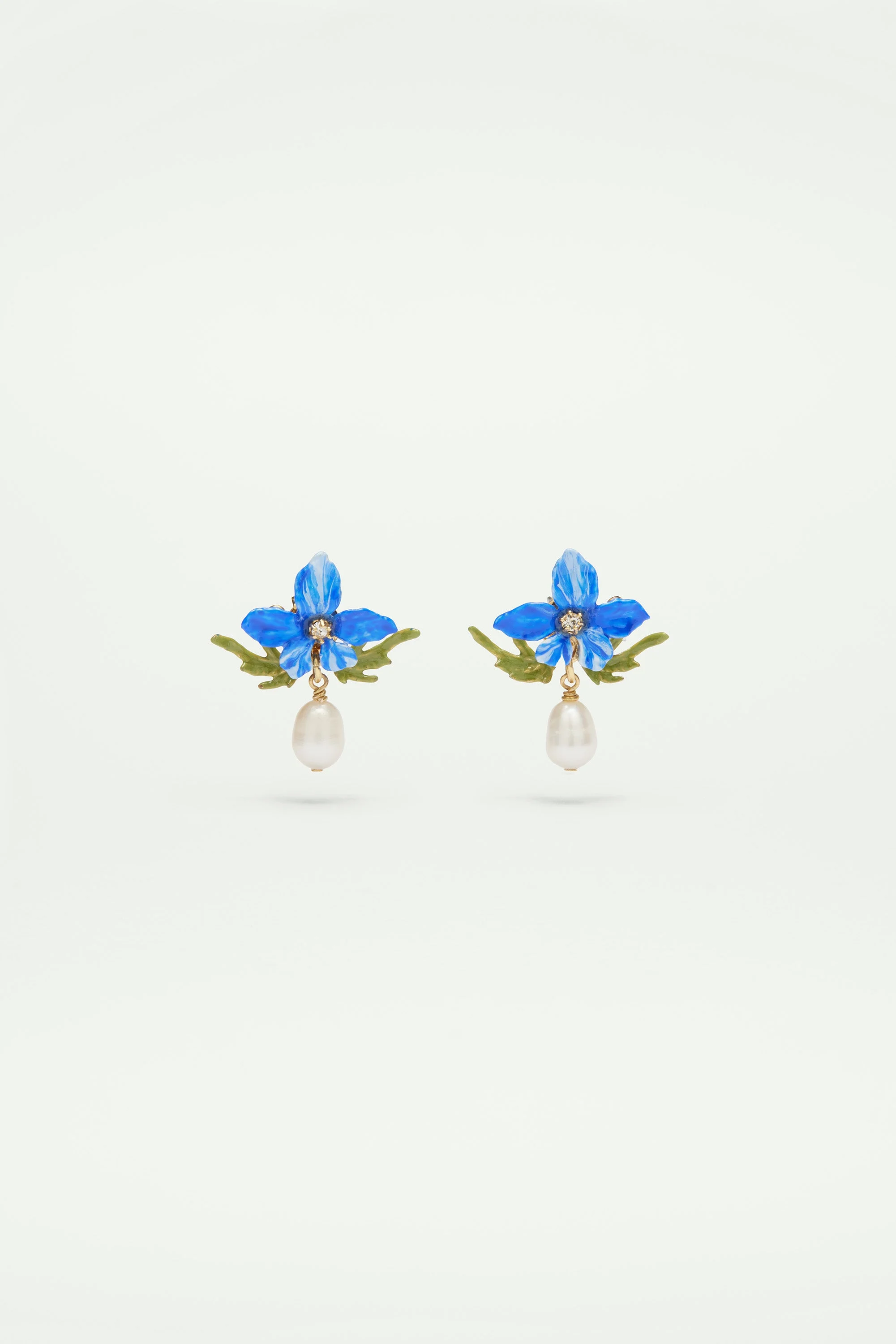Boucles d'oreilles violette et perle baroque | Bleu