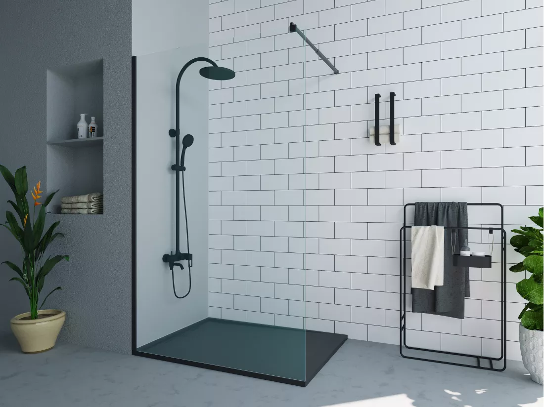 Paroi de douche à l'italienne - Noir mat - Verre 6 mm - 120x200 cm - DAREN