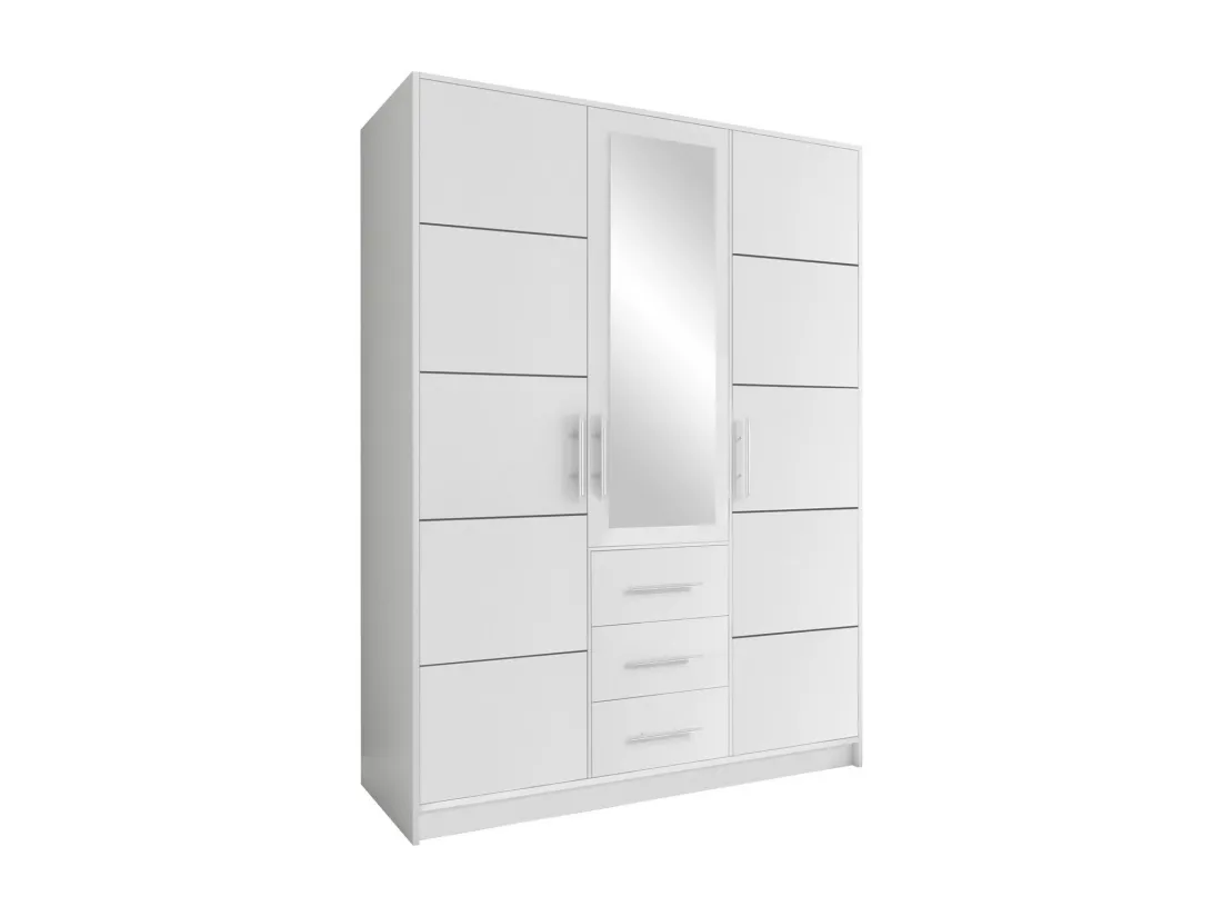 Armoire Dortivu 148, Blanc, 200x147x58cm, Portes d'armoire: Avec des charnières