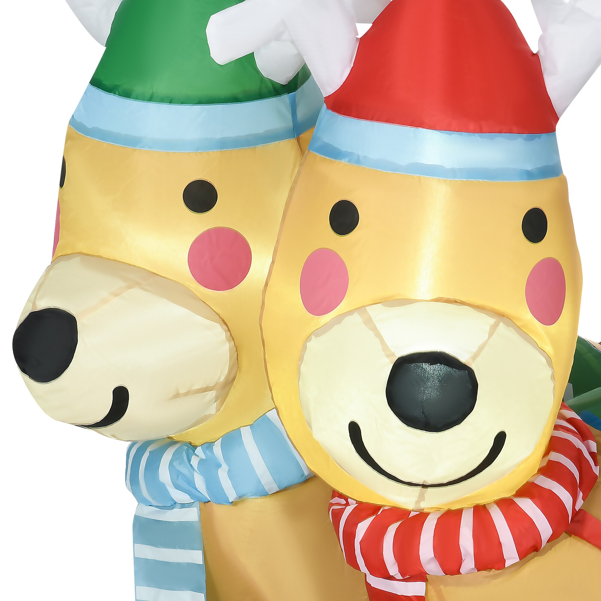 HOMCOM Aufblasbare Weihnachtsmann mit Schlitten und Rentieren mit LED-Lichter bunt 210L x 70B x 125H cm