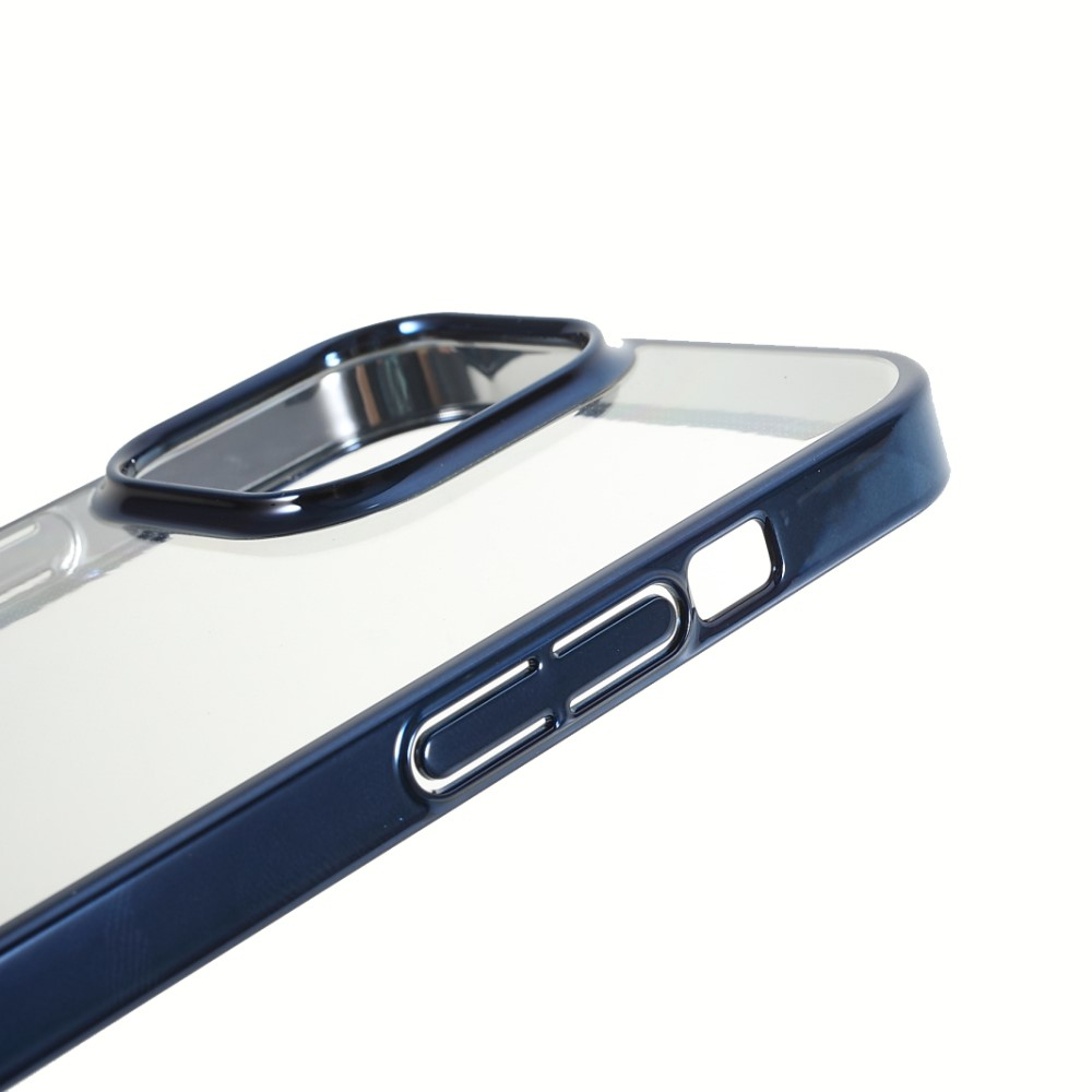 iPhone 13 Pro Hardcase Hülle mit Galvanisiertem Rahmen - Blau / Transparent