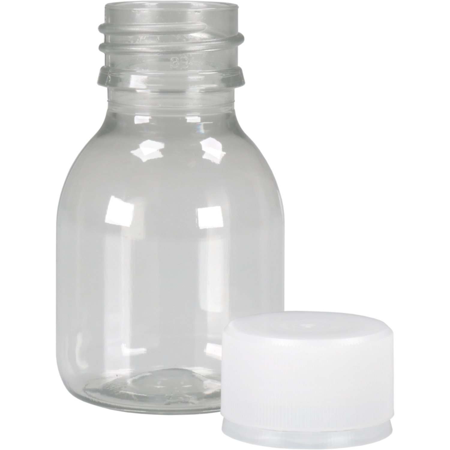 Fles, petfles, Gerecycled PET, met dop, 60ml, transparant