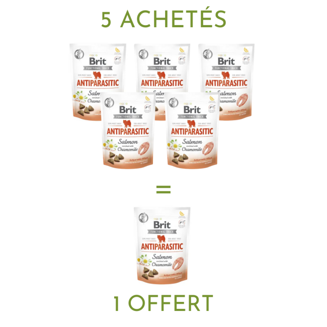 Brit Care Functional Snack Antiparasitic pour effet antiparasitaire sur les chiens - saumon et camomille