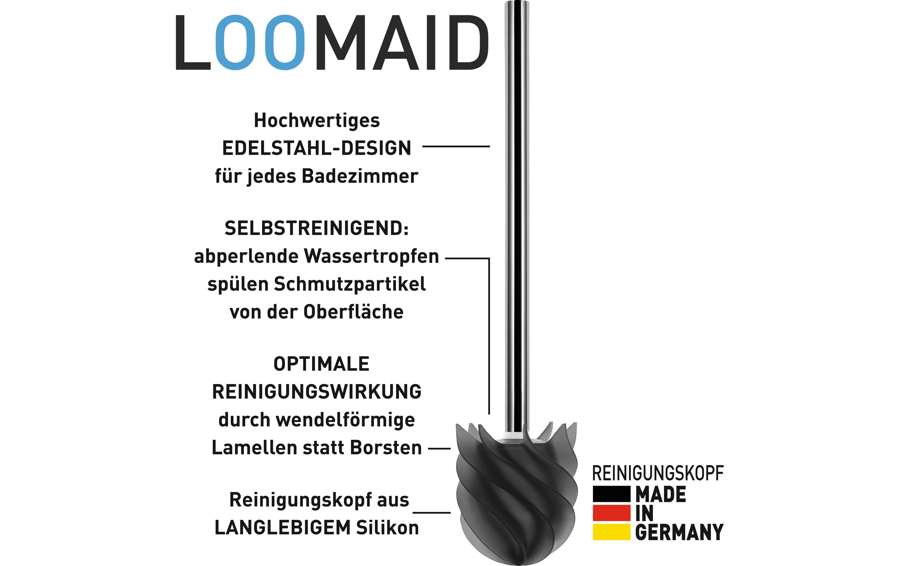 Toilettenbürste LOOMAID aus Silikon, Grau, schmutzabweisendSilikon WC-Bürste