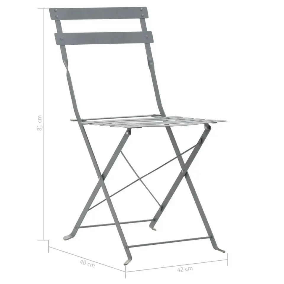 vidaXL - Bistroset - Grijs - Staal - 3 stuks