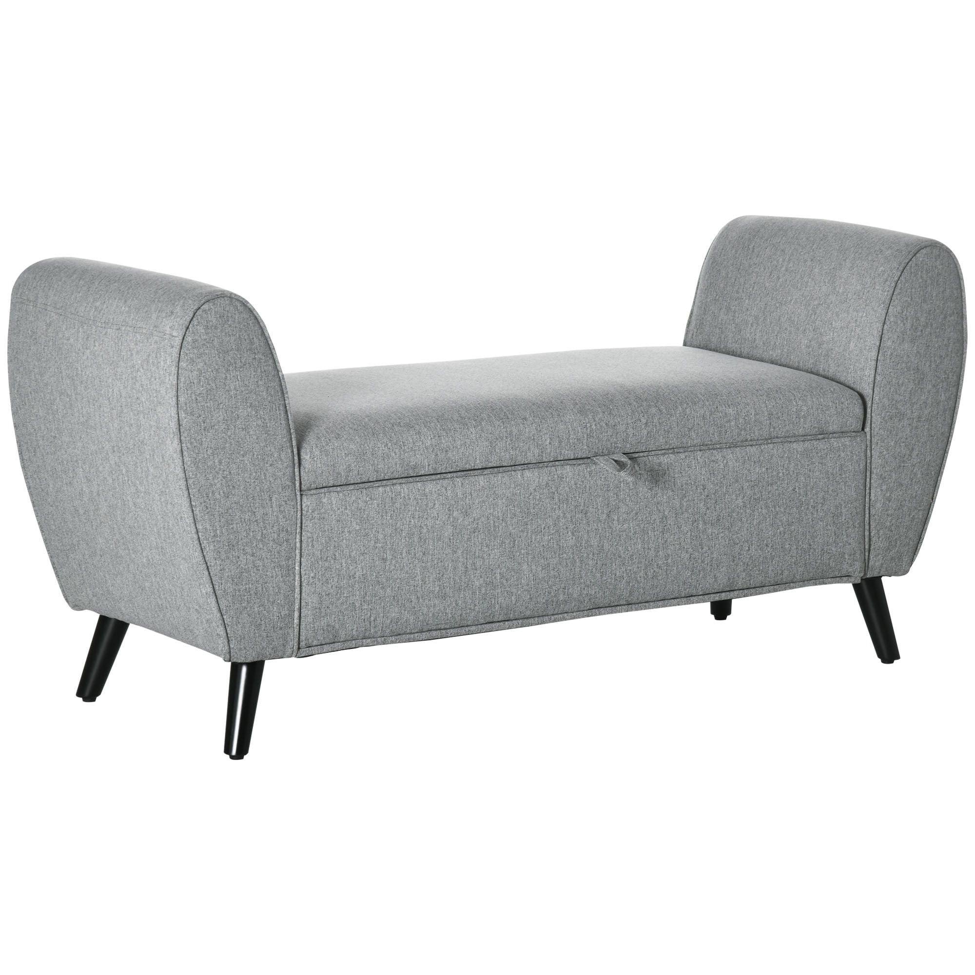 HOMCOM Sitzbank mit verstecktem Stauraum grau 140L x 49B x 68H cm
