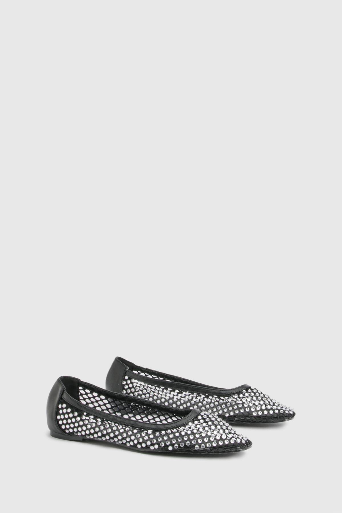boohoo Ballerines en Maille Diamantée