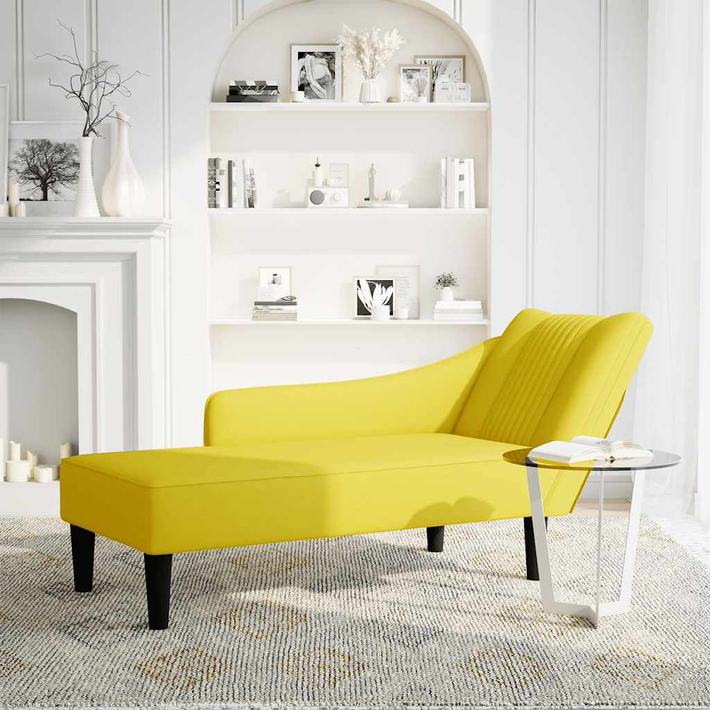 vidaXL Chaise Longue met Rechterarmleuning Geel Fluweel