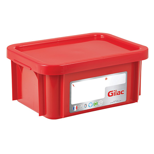 Bac rouge HACCP avec couvercle 12 L Gilac