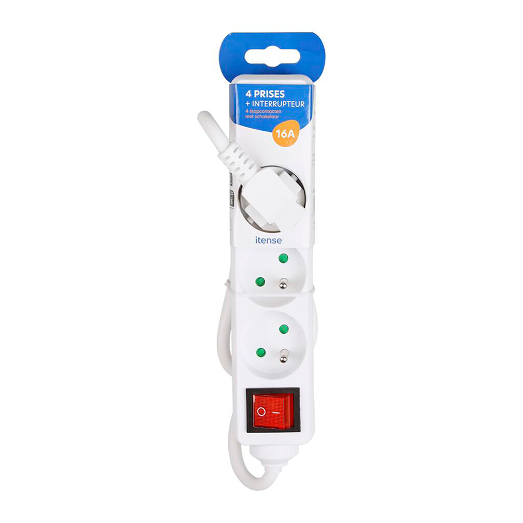 Bloc multiprises 4 prises  16A et interrupteur