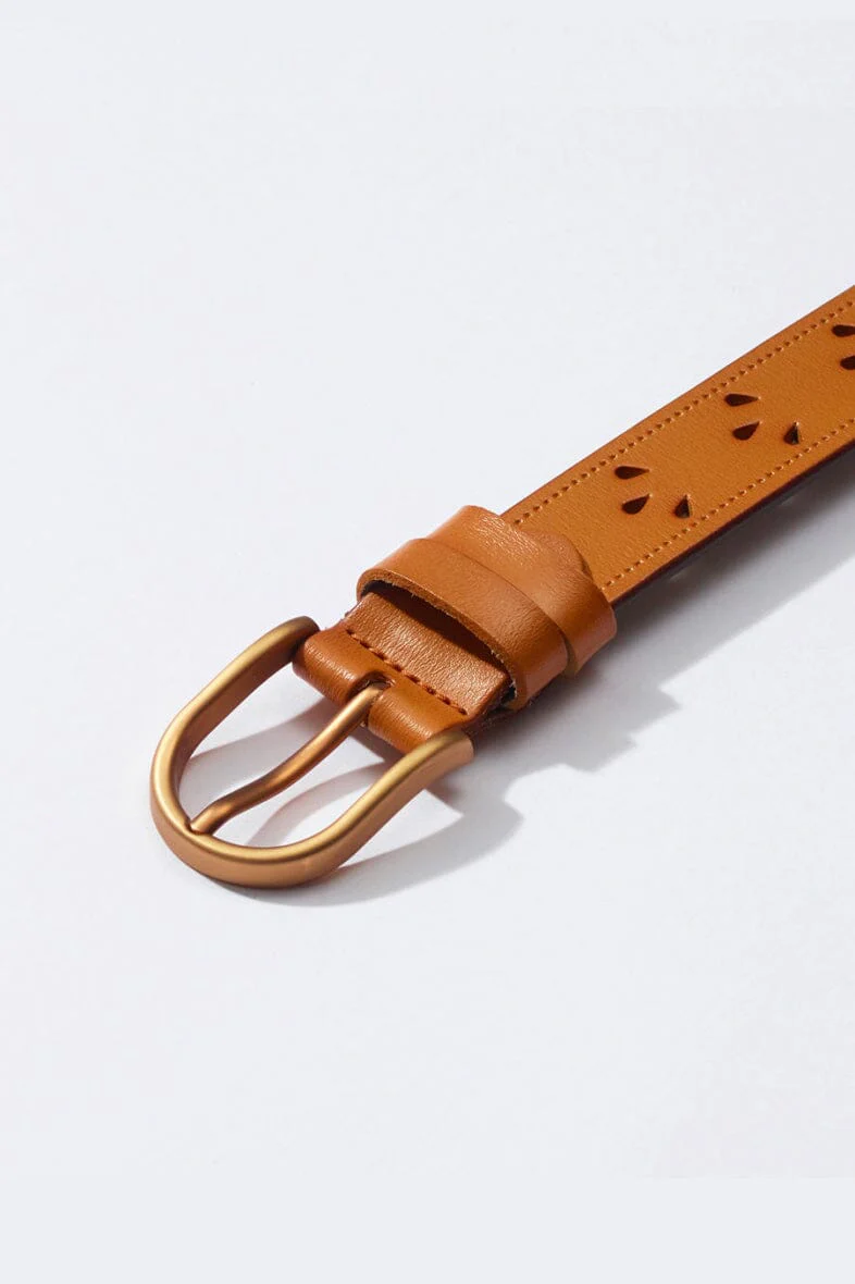 Anobel Copenhagen Womens Belt Flower Pattern CF-9003 camel