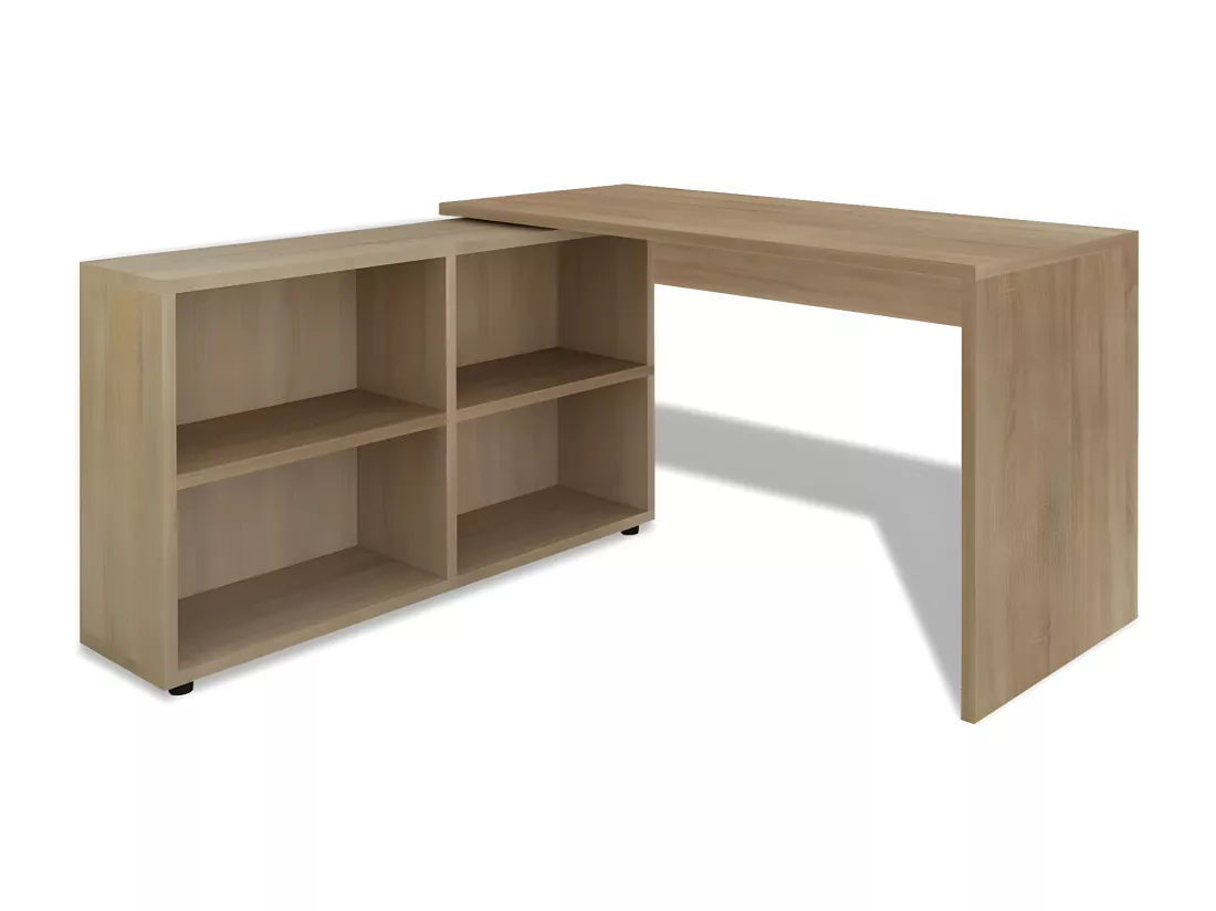 Bureau d'angle 4 étagères chêne