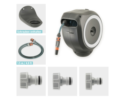 GARDENA RollUp S wandslangenbox inclusief 15 m slang, 180° draaibaar en RollControl-technologie