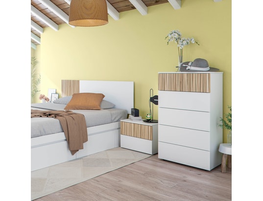 TERRE DE NUIT - Commode 5 tiroirs blanc