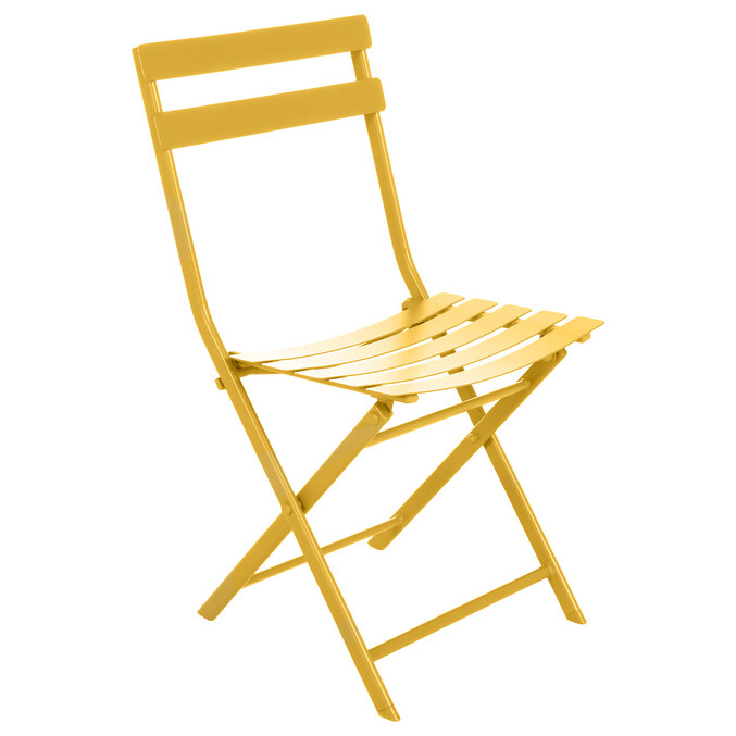 Ensemble table de jardin pliante carrée + 2 chaises GREENSBORO Jaune moutarde