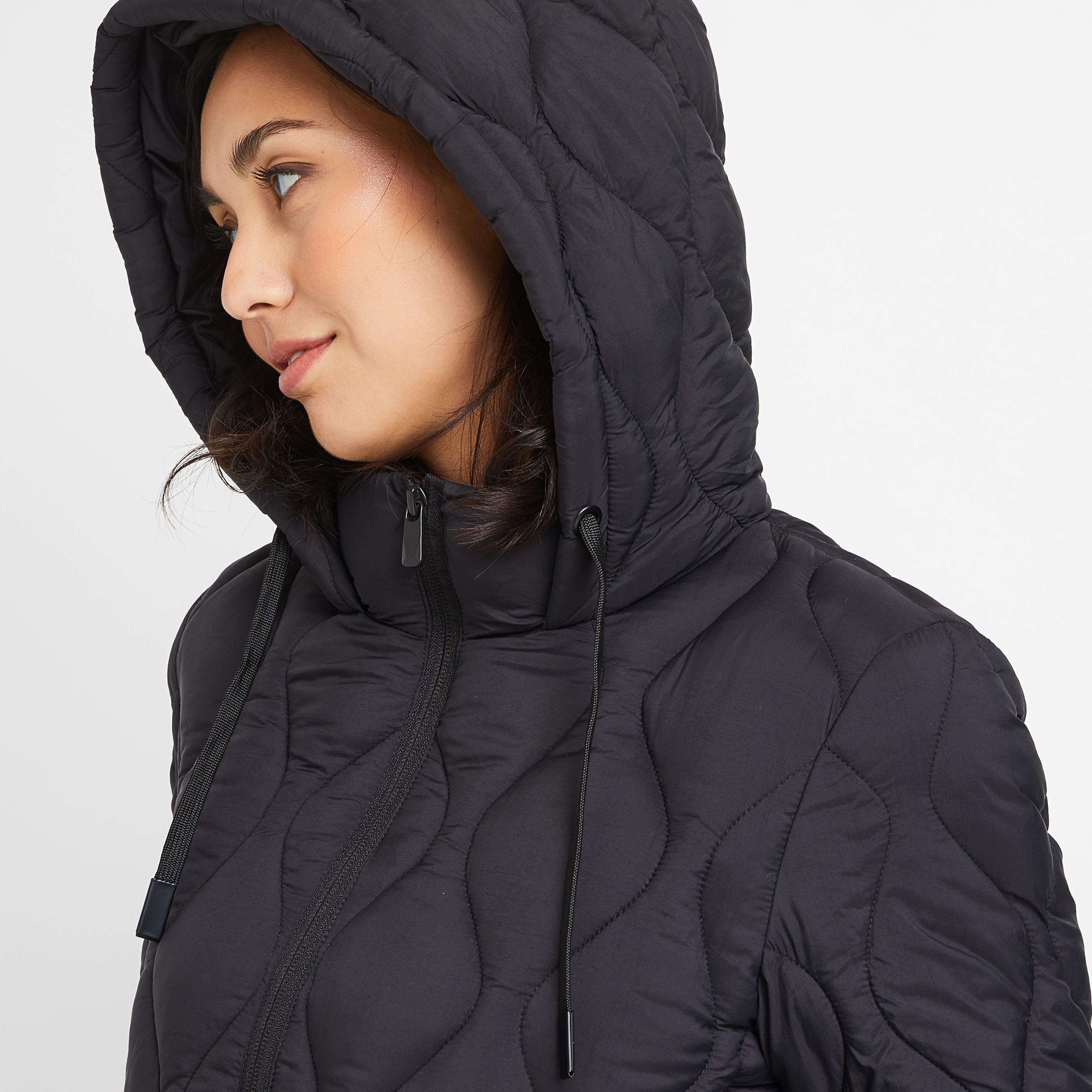 Doudoune courte à capuche femme - NOIR