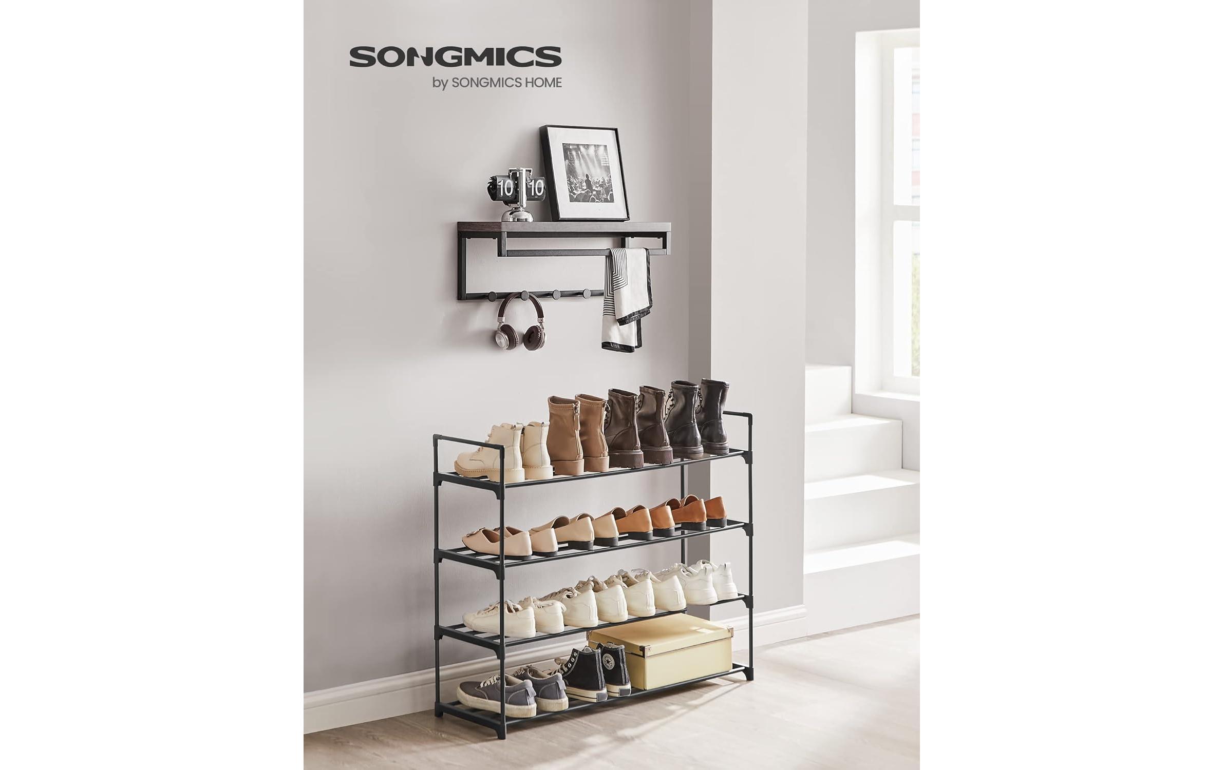Schuhregal 92 x 74 cm, SchwarzSchuhgestell mit 4 Ablagen