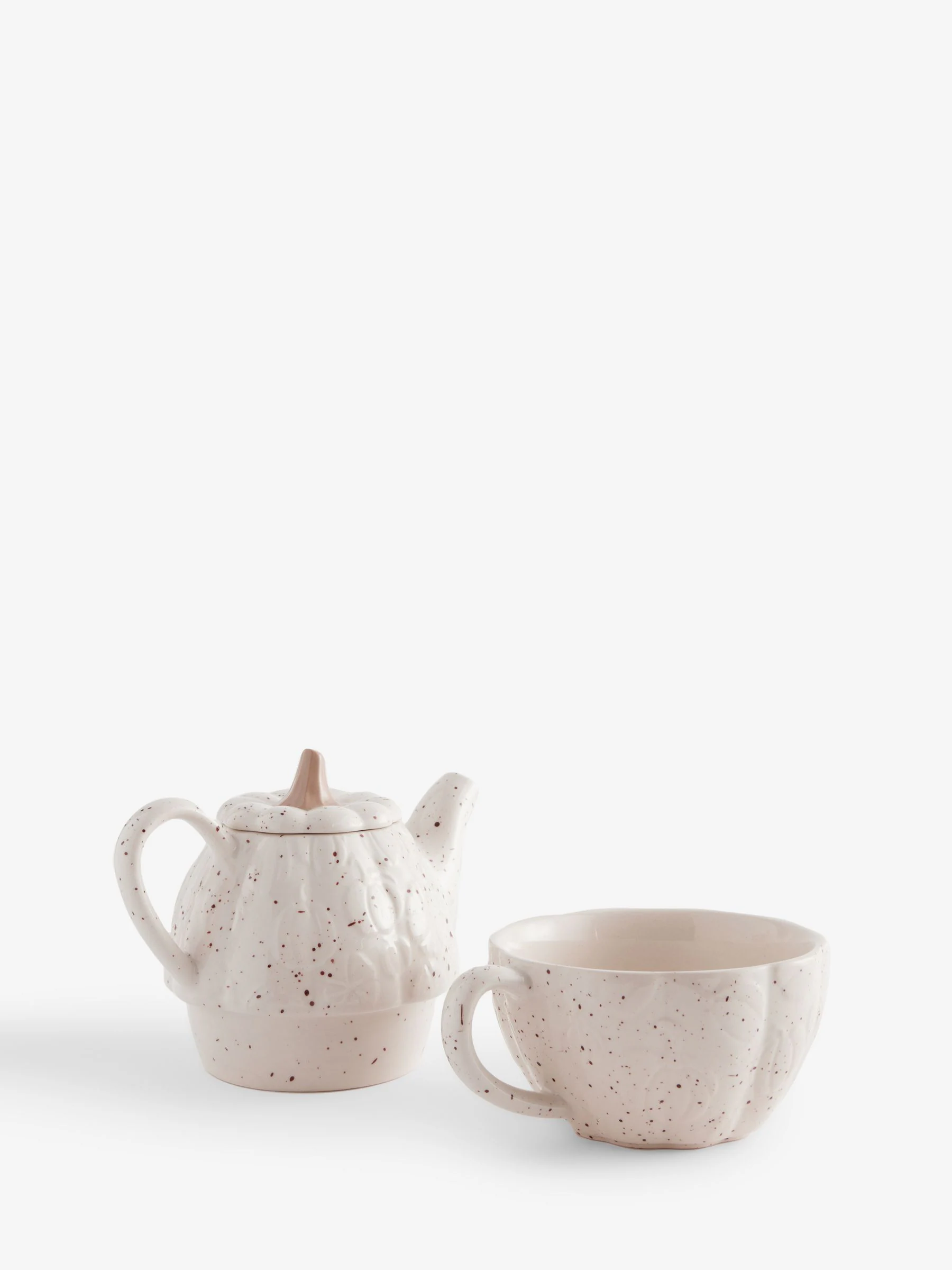 Speckle Pumpkin Stacking Teapot and Teacup