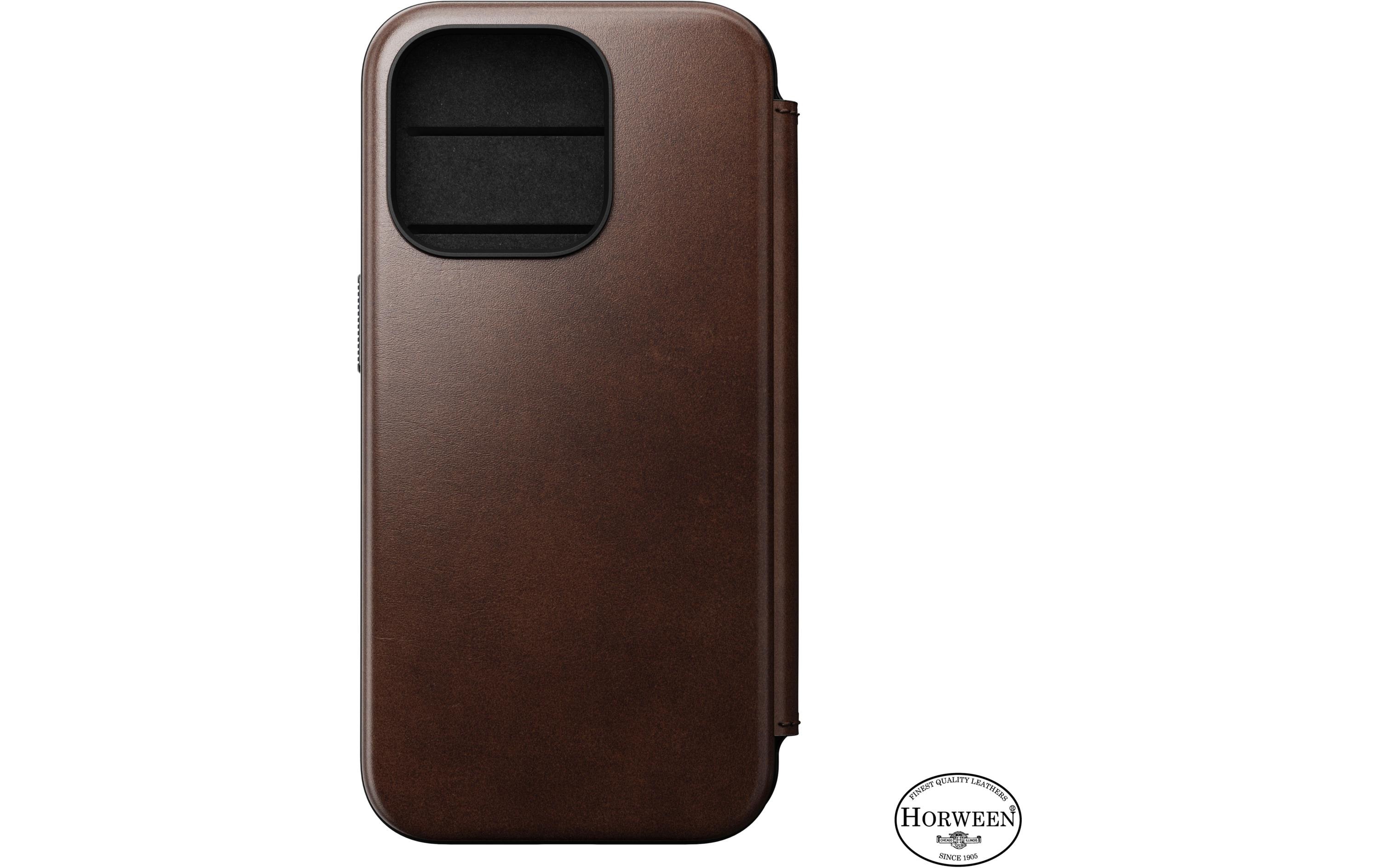 Modern Horween Leather Folio iPhone 15 Pro RostbraunModernes Horween-Leder Folio für das Apple iPhone 15 Pro