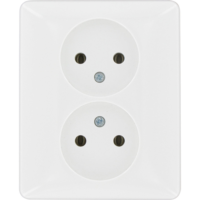 Peha standaard wandcontactdoos dubbel inbouw Glanzend wit