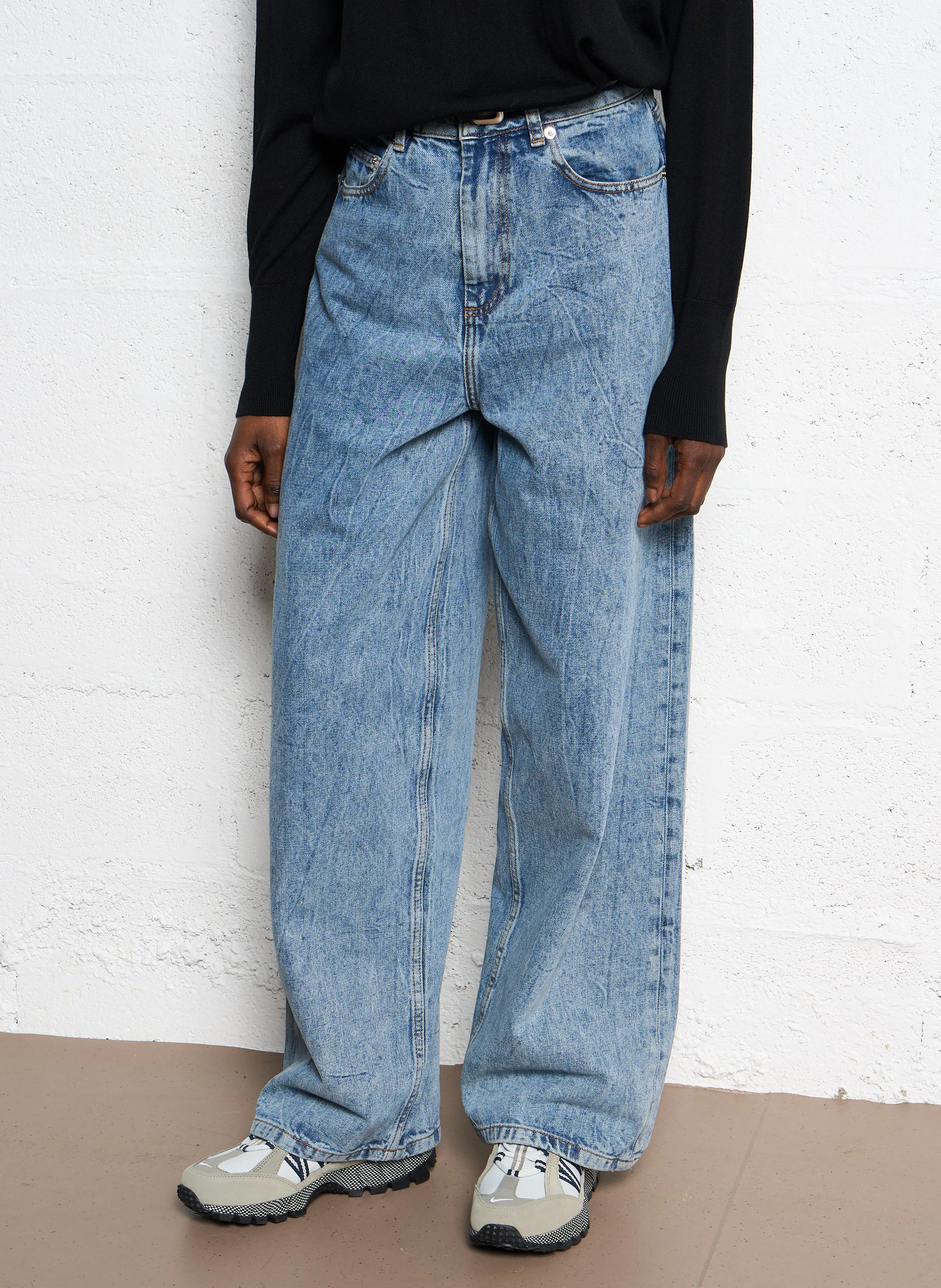 ISTANBUL - Jean large taille haute en coton | Bleu