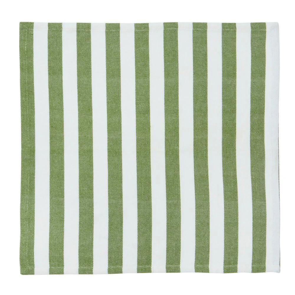 Gorms  Stribet stofserviet, hvid/grøn - 45x45 cm.