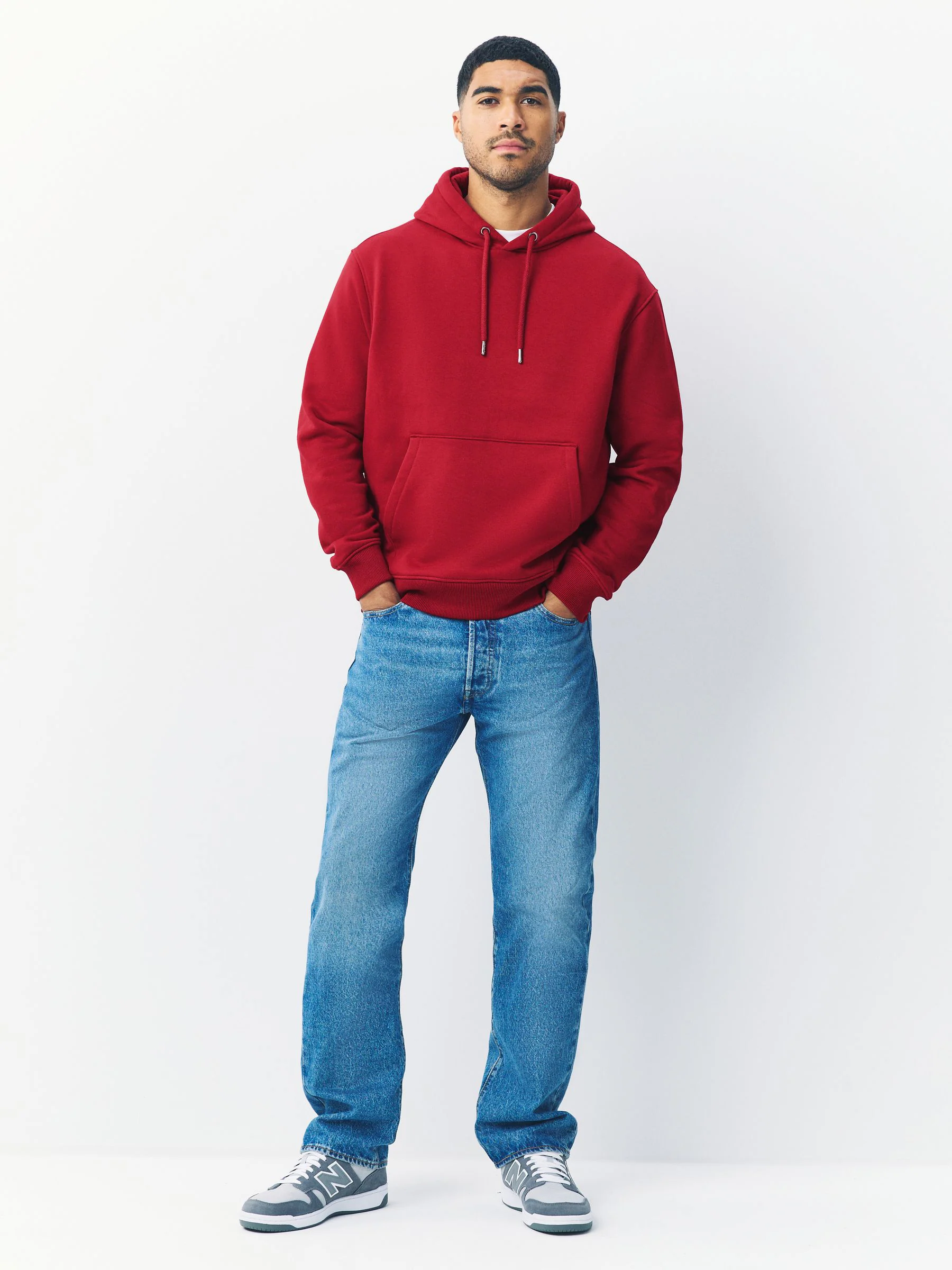 Donkerrood - Normale Pasvorm - Zwaargewicht Cotton Rich Jersey Hoodie