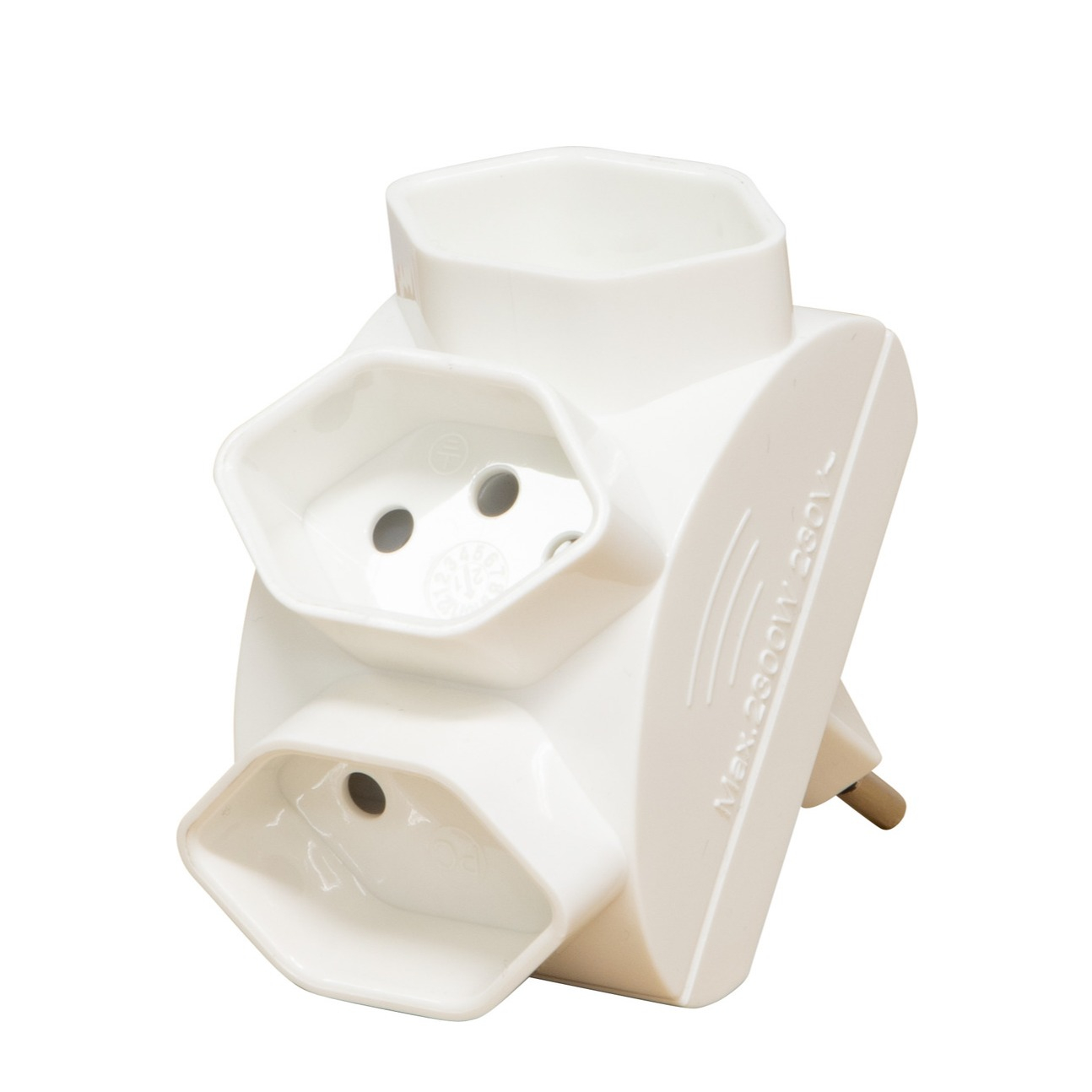 3-fach Mehrfachstecker T13 Abzweigstecker Steckdosen Adapter Schweiz 3-polig Sternförmig (1508022101) - Weiss
