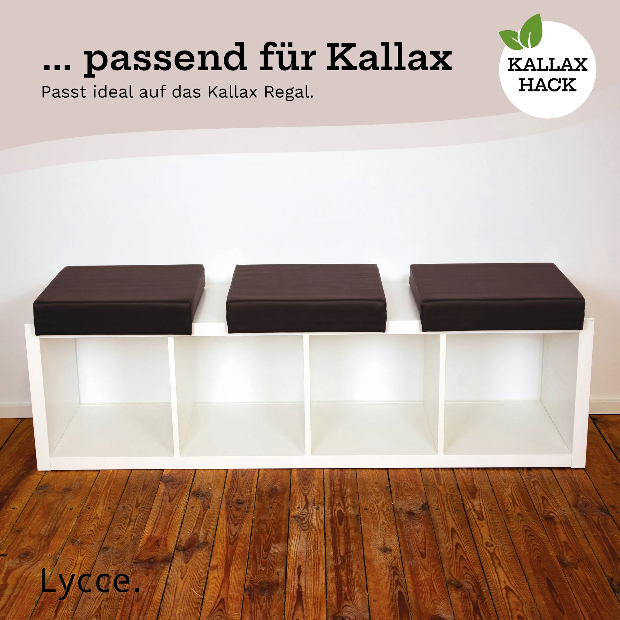 Lycce Bankauflage Kunstleder Klemmkissen 1 Leiste, extra weiche Polsterung (6cm Höhe), Sitzkissen Bank rutschfest, 100.000 Scheuertouren, Banktiefe ab 35 cm