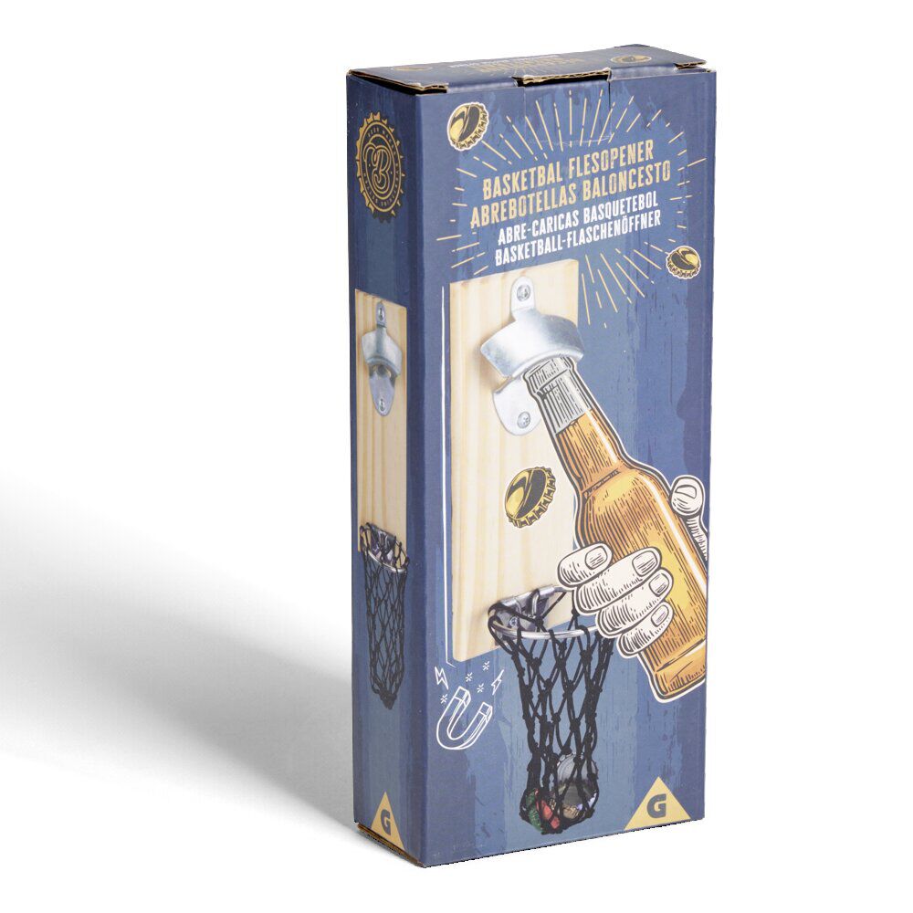 Décapsuleur mural basketball en bois 8x5xH20cm