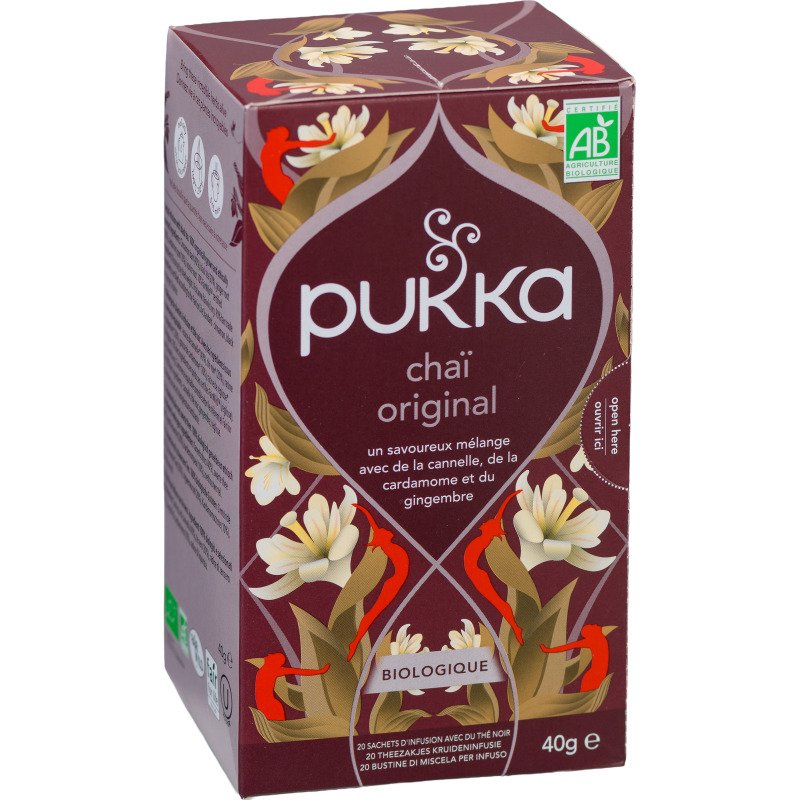 Thé noir Chai original Bio Pukka - Boîte de 20 sachets