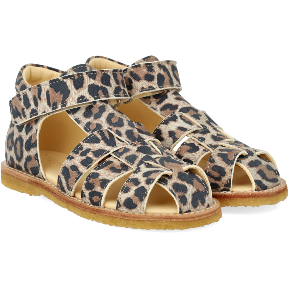 Køb Angulus Leopard Suede Begynder Sandal Med Velcrolukning