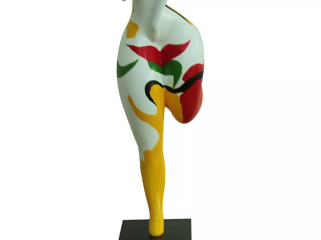 Statue femme tête en l'air et peinture abstraite H59 cm - WOMAN FACE