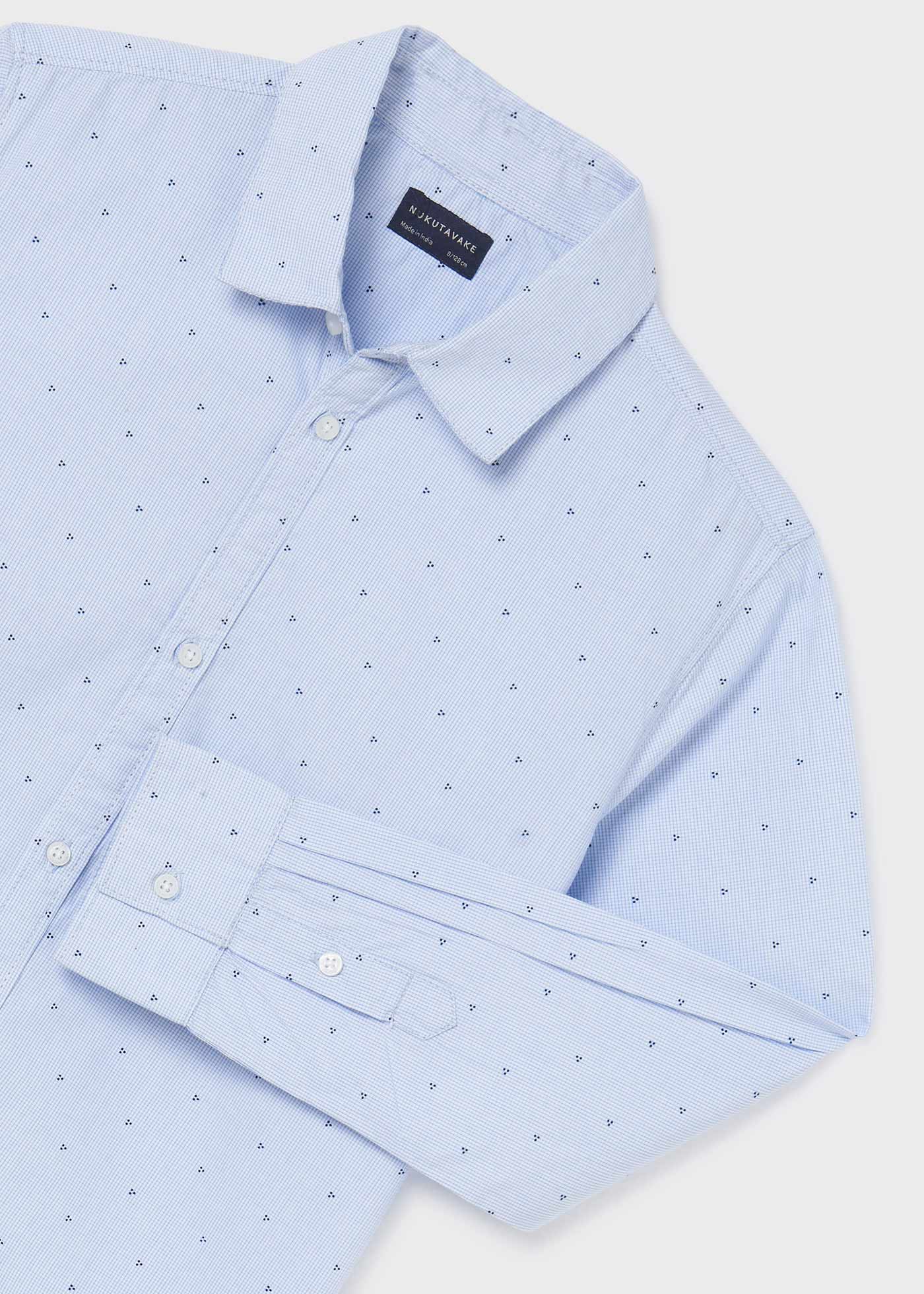 Camisa de algodão estampada de manga comprida para meninos