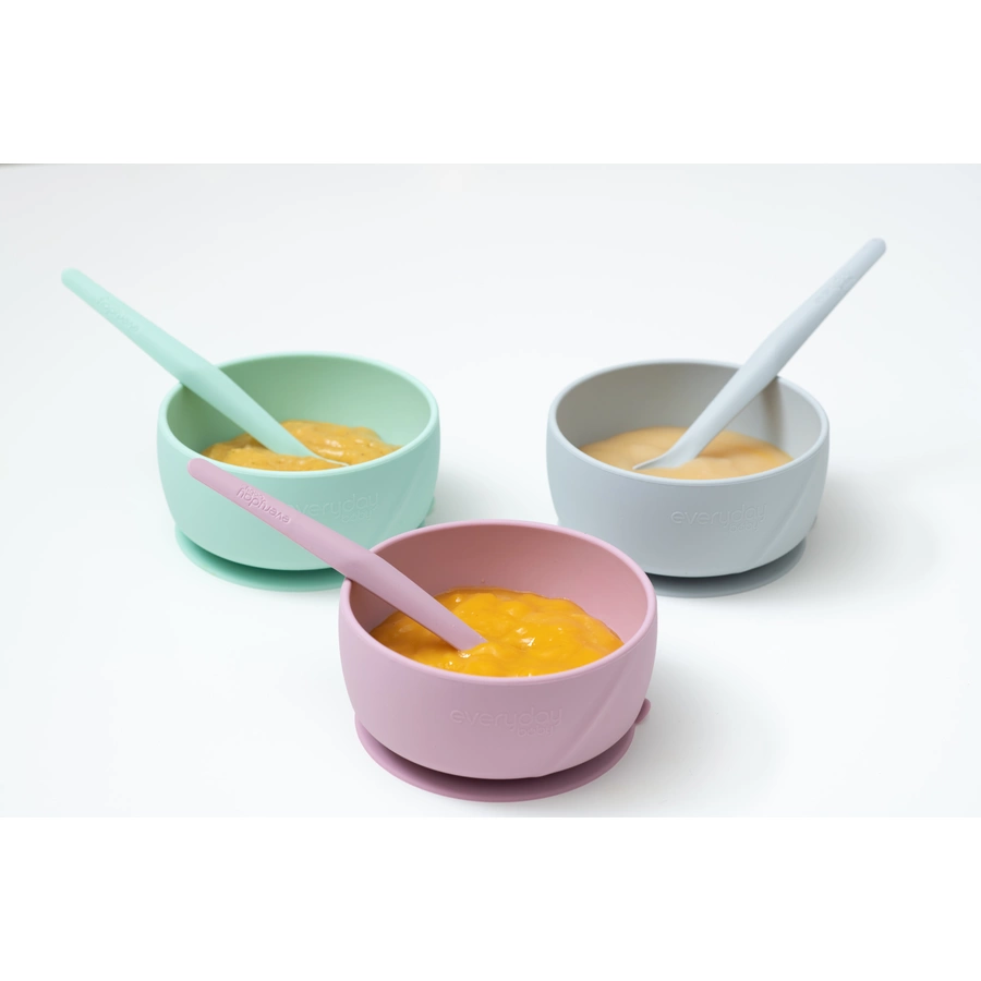 everyday® baby Silikon Esslernschüssel mit Saugfuß, purple rose
