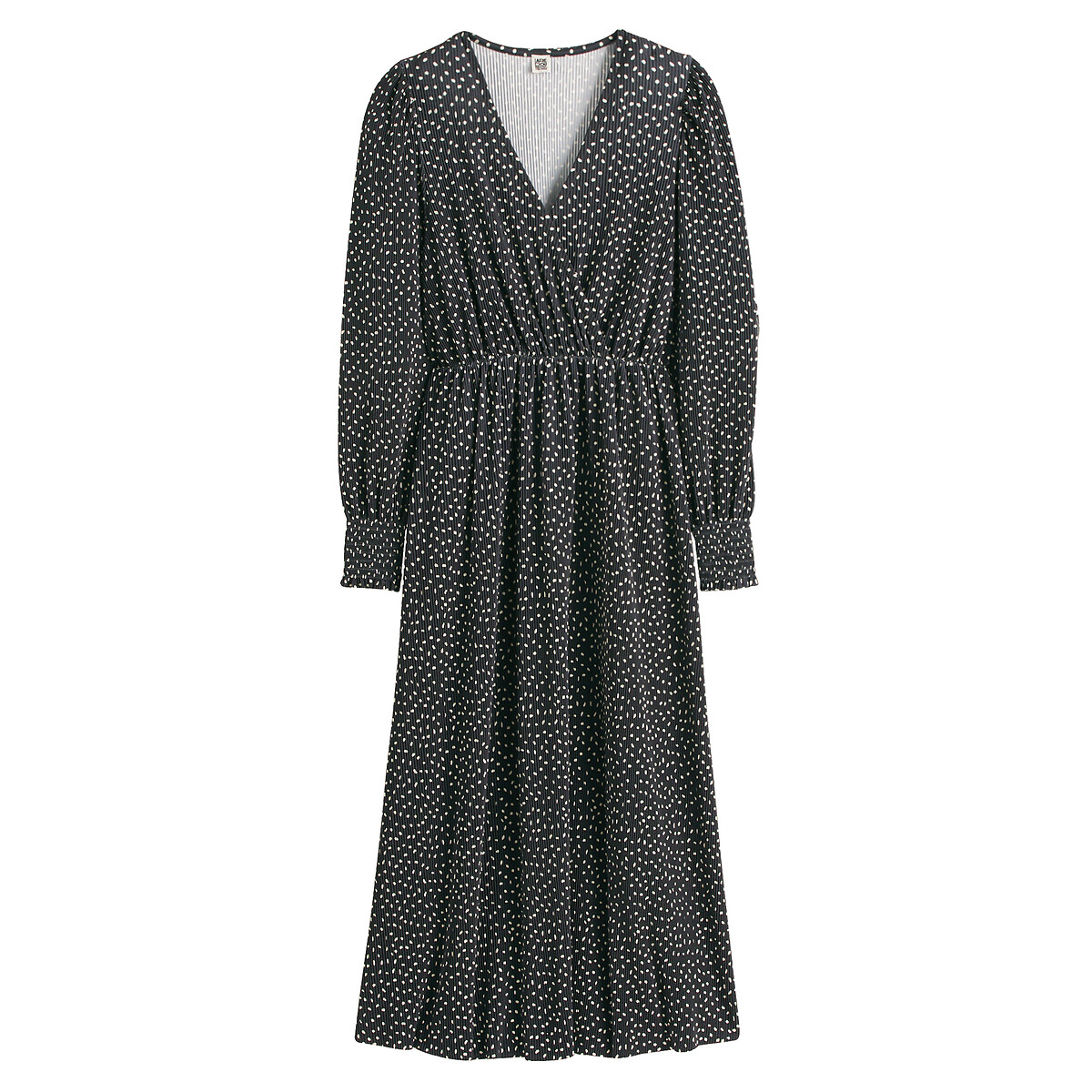 COLEÇÃO LA REDOUTE<br>Vestido longo envelope com estampa de bolinhas