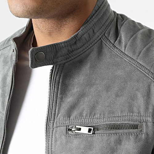 Veste Biker Suédine Rocky Gris